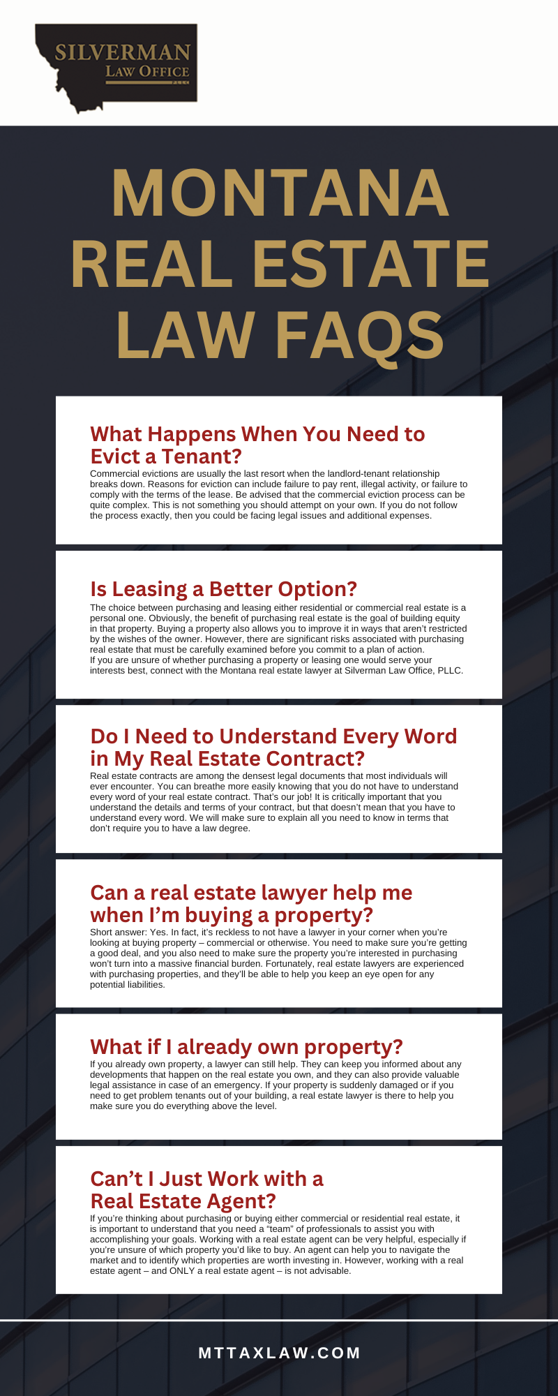 Montana Real Estate Law FAQs Infographic